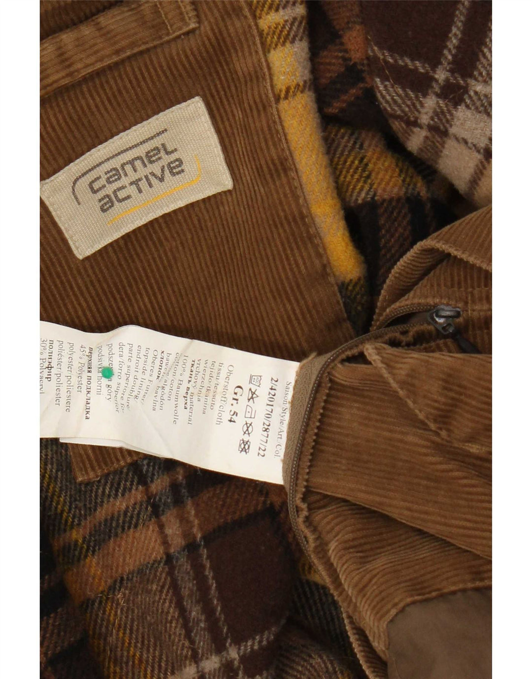 Jaqueta masculina de veludo Camel Active IT 54 XL algodão bege
