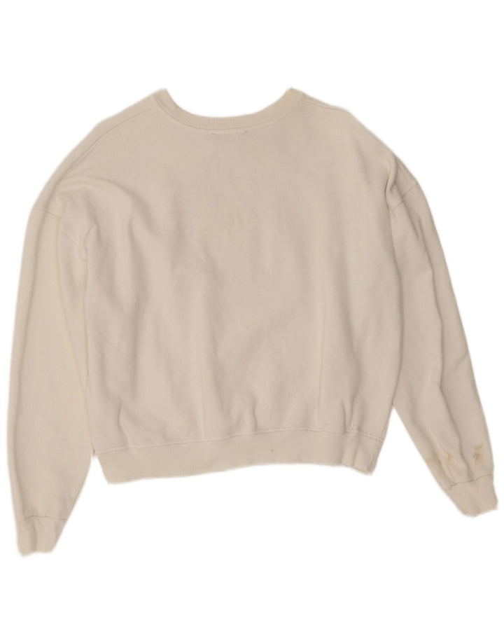 Zara moletom feminino gráfico oversized jumper UK 10 pequeno branco