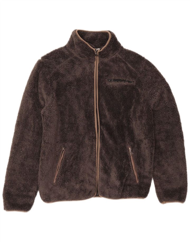 Jaqueta Carrera Feminina Loose Fit Fleece UK 18 XL Marrom Poliéster