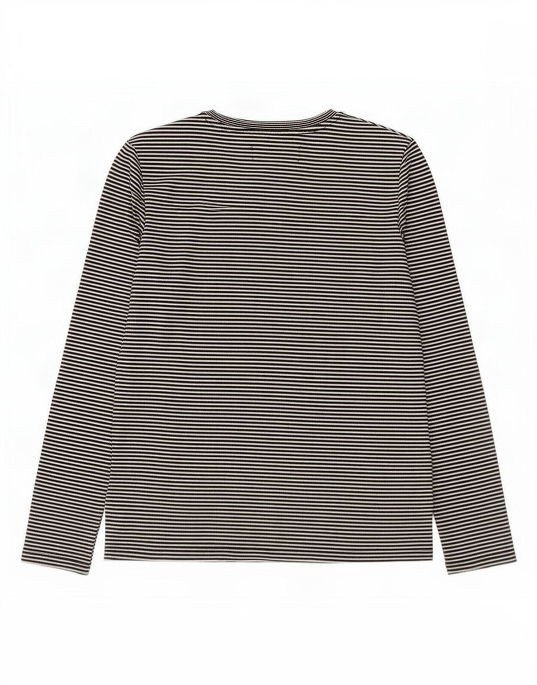 Top gráfico feminino Superdry manga comprida UK 12 listrado preto médio
