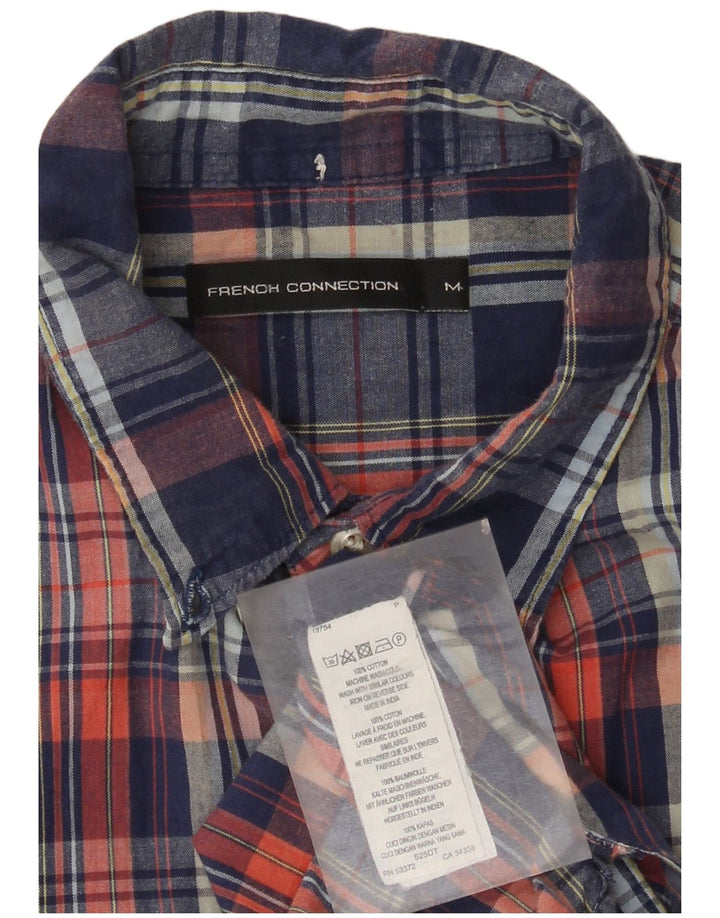 Camisa masculina French Connection de algodão xadrez médio azul marinho