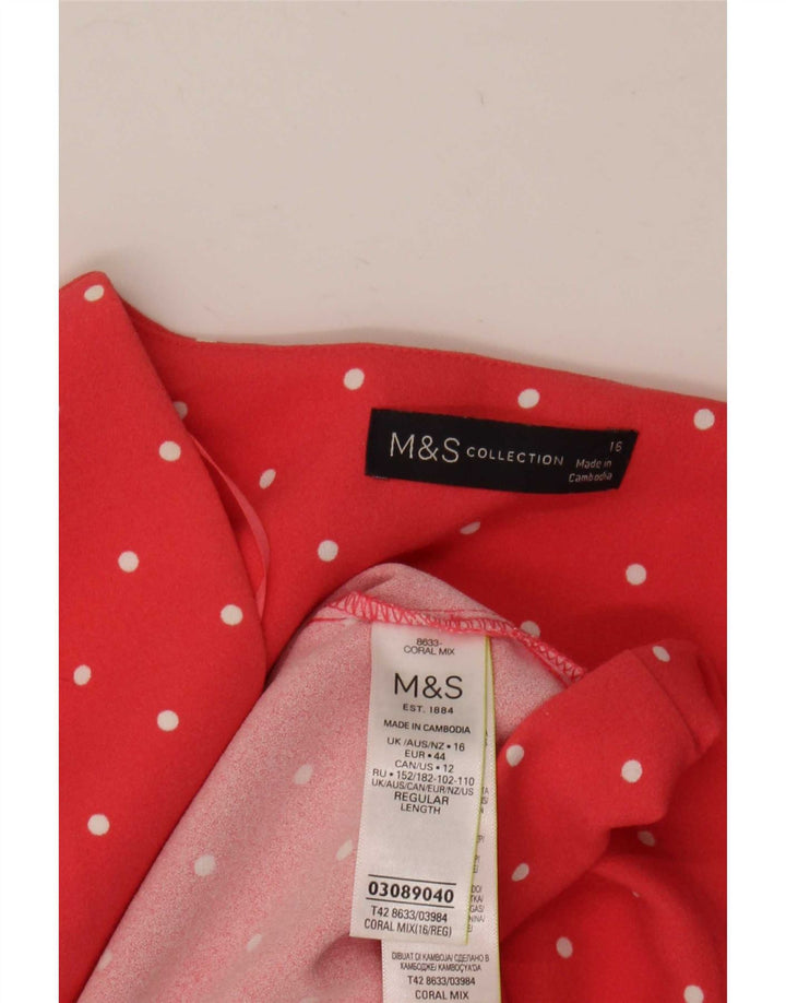 Marks & Spencer Womens Shift Dress UK 16 Grande poliéster manchado rosa