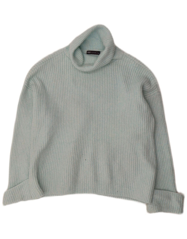 Suéter feminino Marks & Spencer grande com gola redonda Reino Unido 16 grande azul