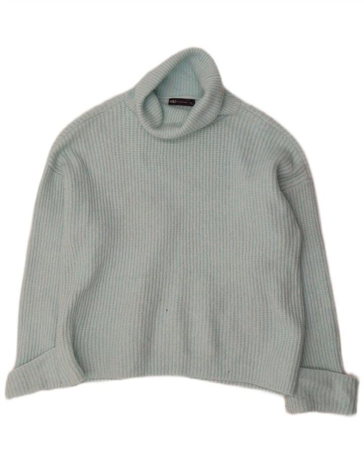 Suéter feminino Marks & Spencer grande com gola redonda Reino Unido 16 grande azul