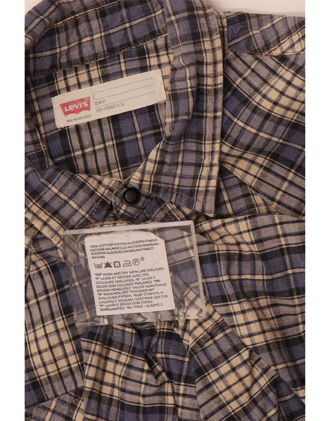 Camisa masculina Slim Fit Levi's grande algodão xadrez azul