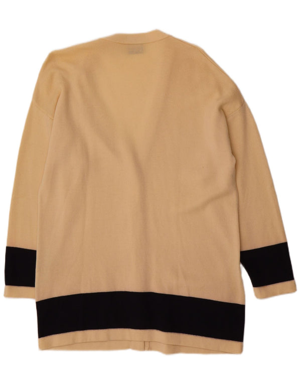 Suéter cardigã feminino Luisa Spagnoli UK 18 XL bege colorblock
