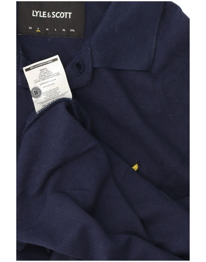 Camisa polo masculina Lyle & Scott pequena azul marinho algodão