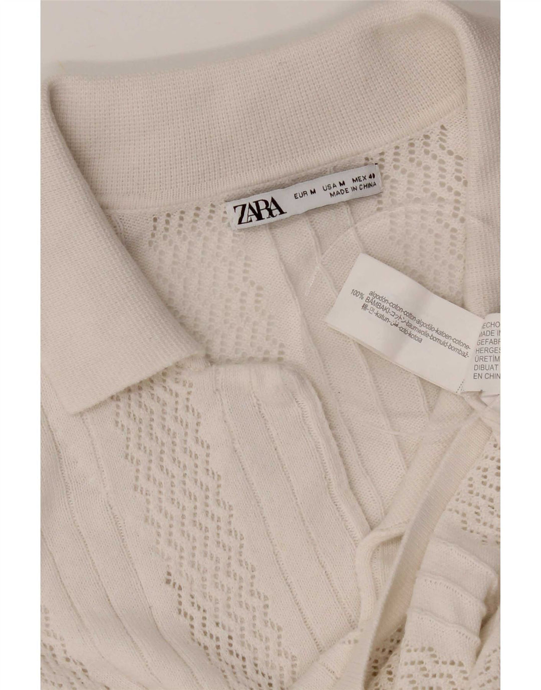 Zara Camisa masculina de manga curta médio algodão branco