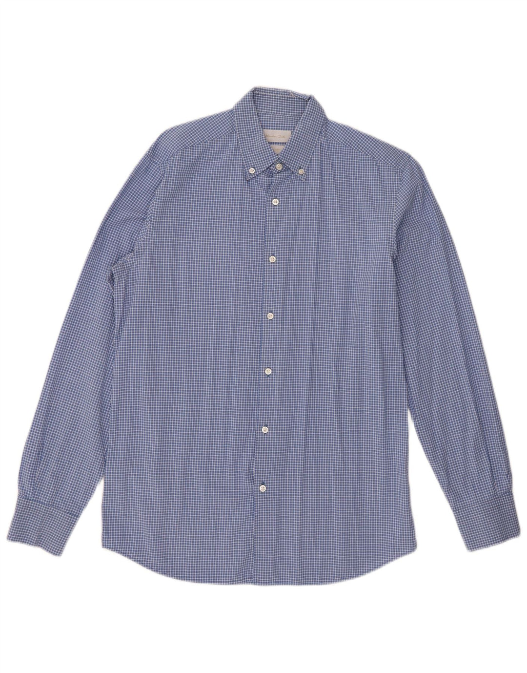 Camisa masculina Massimo Dutti de algodão guingão azul médio