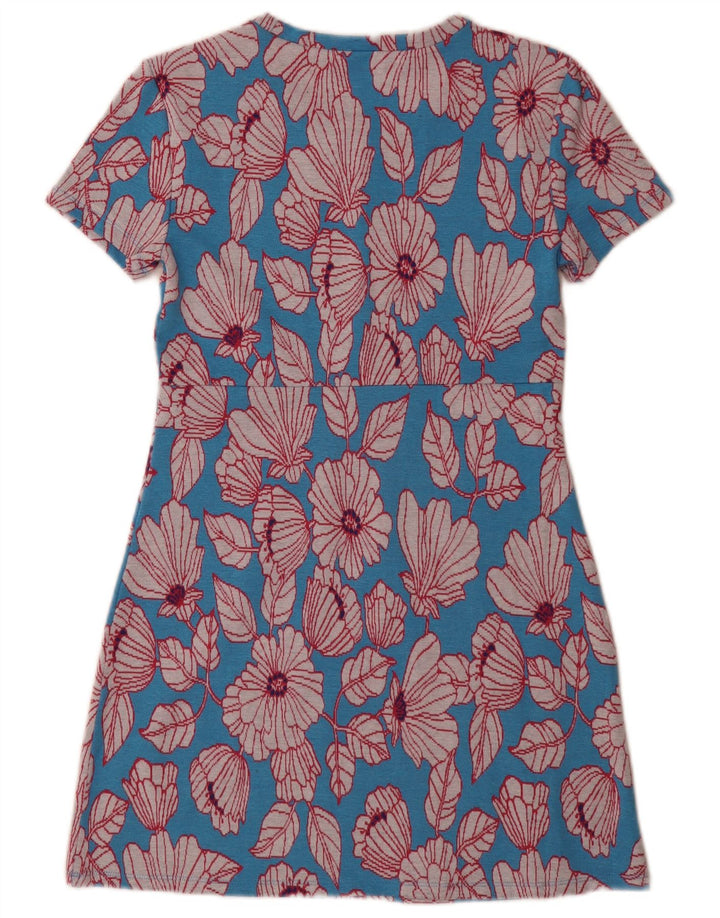 Vestido básico feminino Zara UK 12 azul médio floral