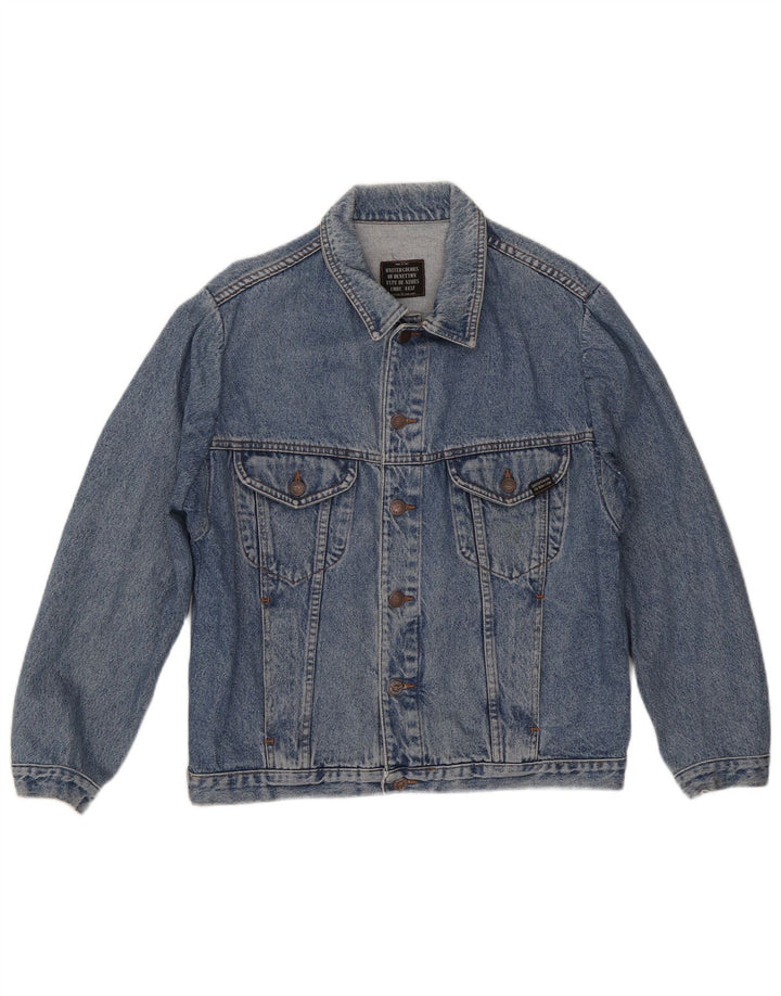 Jaqueta jeans masculina Benetton IT 50 grande algodão azul