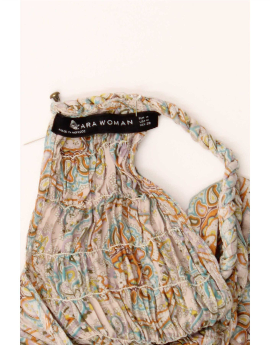 Vestido de verão feminino grande Zara Reino Unido 14 Paisley médio multicolorido