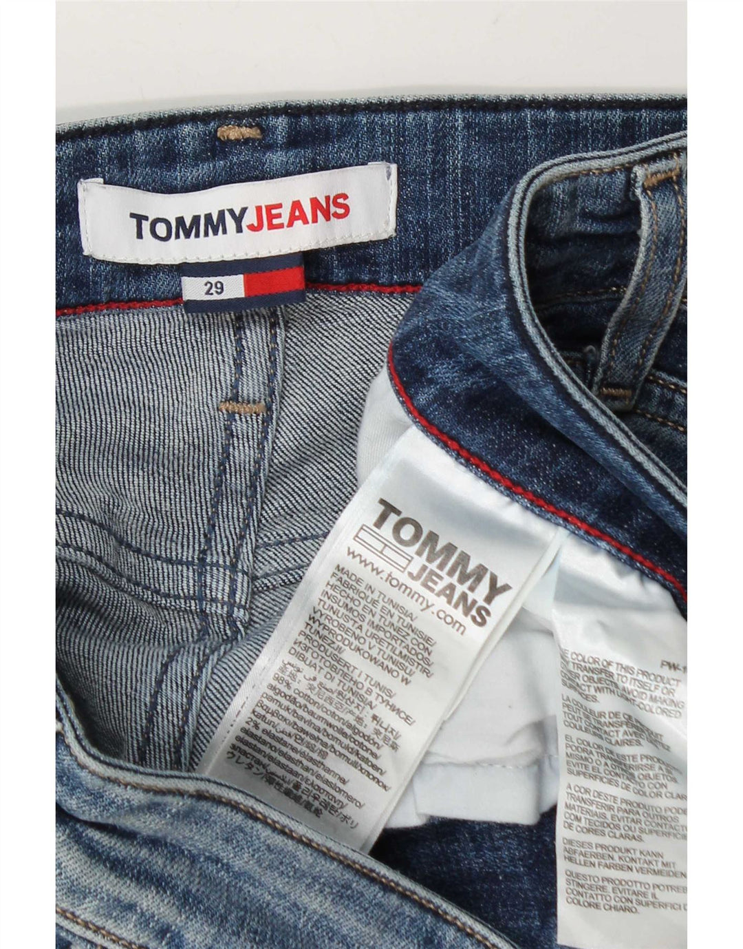 Shorts jeans masculino Tommy Hilfiger W29 pequeno algodão azul