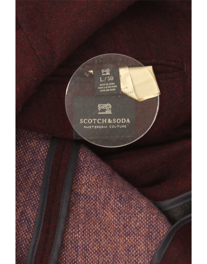 Jaqueta blazer masculina de 3 botões Scotch & Soda IT 50 grande lã cor de vinho