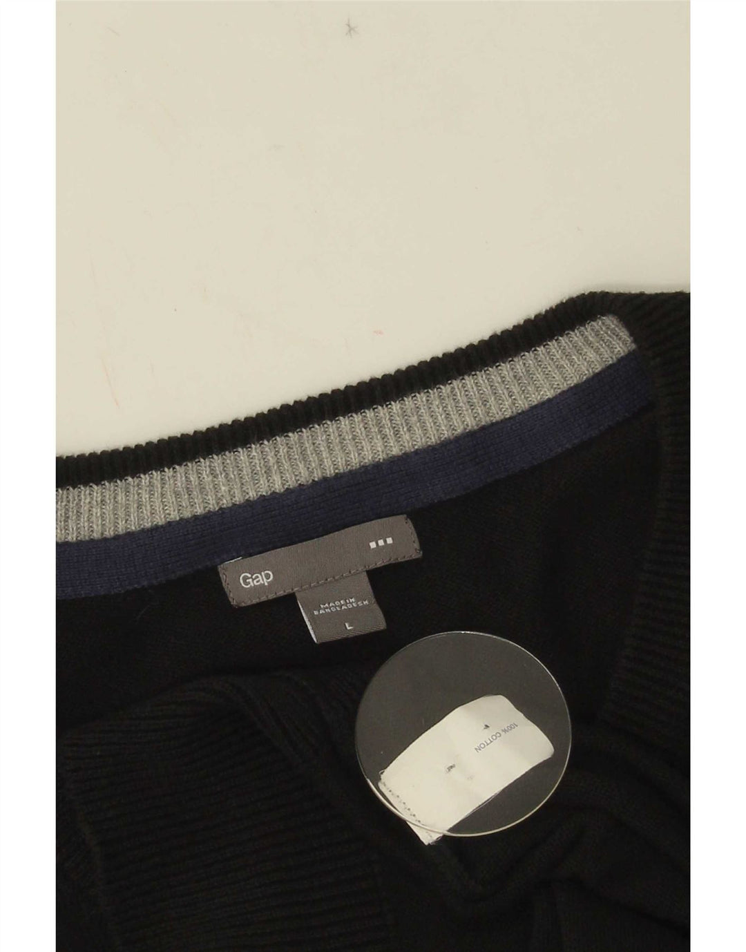Suéter masculino Gap com decote em V grande algodão preto