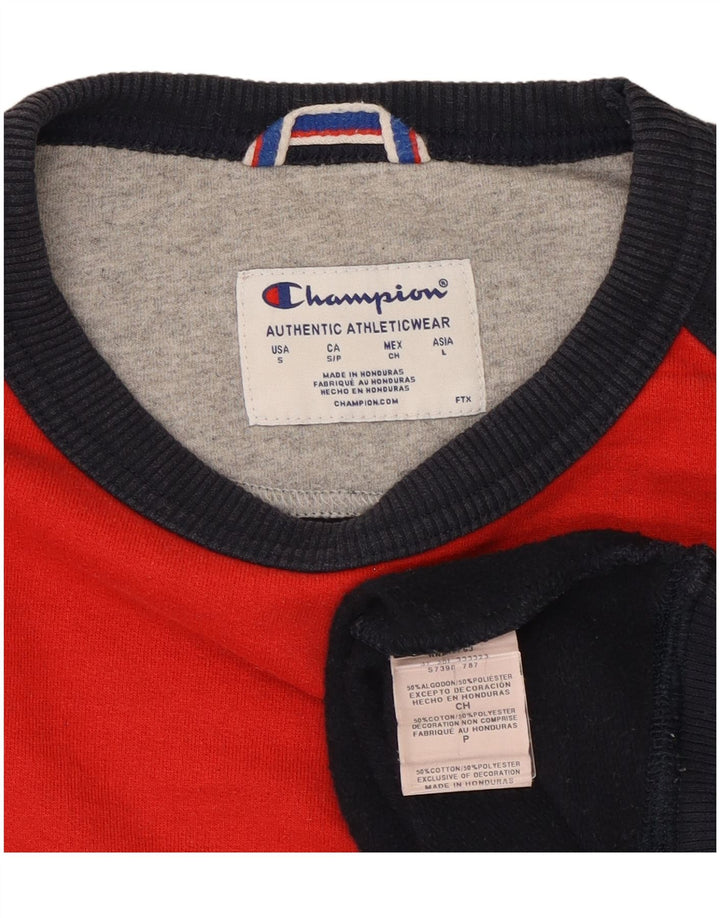 Jumper de moletom masculino Champion grande poliéster colorblock azul marinho