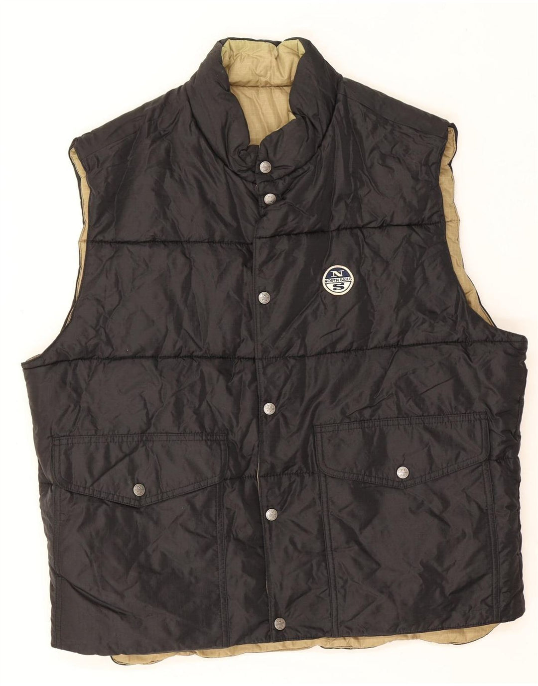 Colete acolchoado reversível masculino North Sails UK 40 grande preto