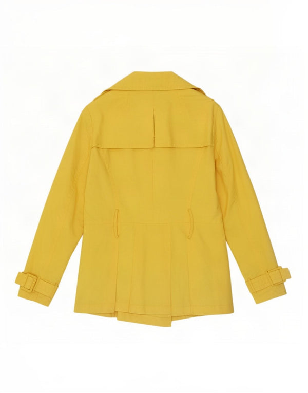 Zara Womens Trench Coat UK 10 Pequeno Poliéster Amarelo