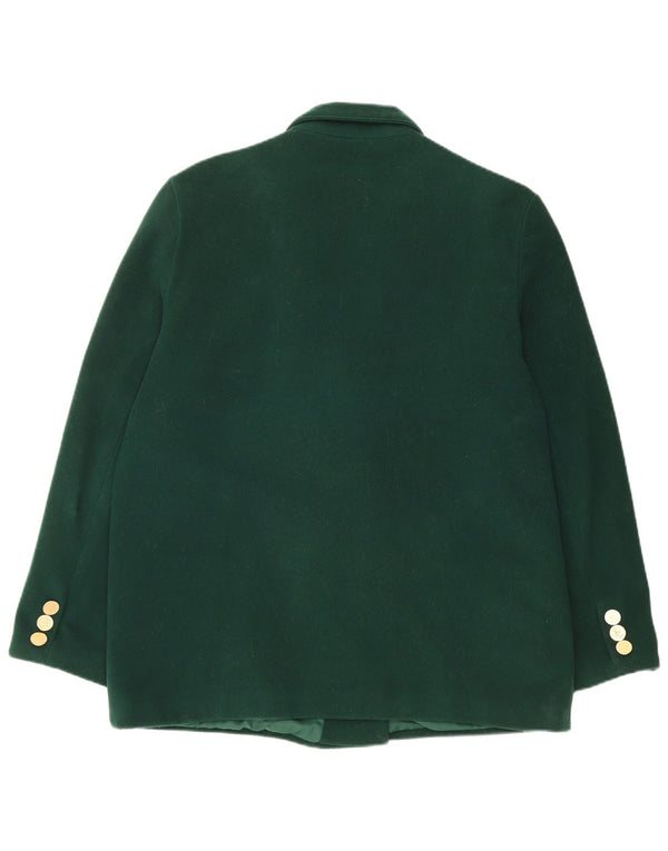 Jaqueta blazer feminina vintage com peito duplo Reino Unido 18 XL lã verde