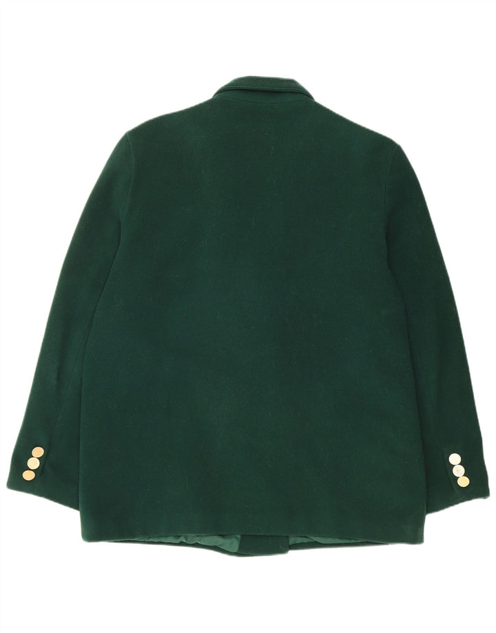 Jaqueta blazer feminina vintage com peito duplo Reino Unido 18 XL lã verde
