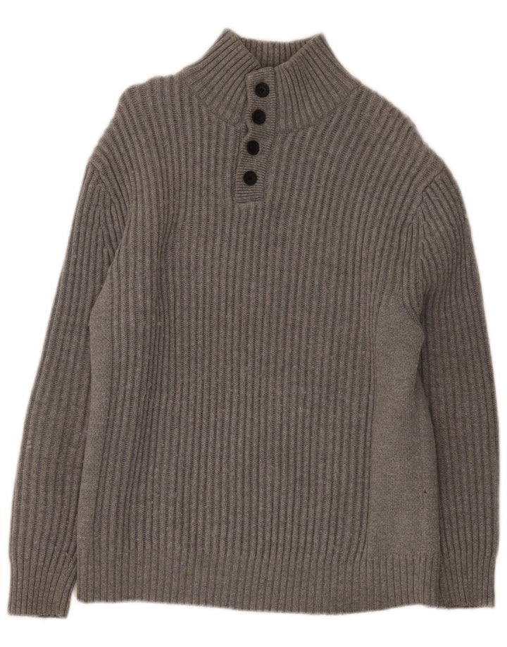 Suéter masculino North Sails com gola com botão e algodão cinza grande
