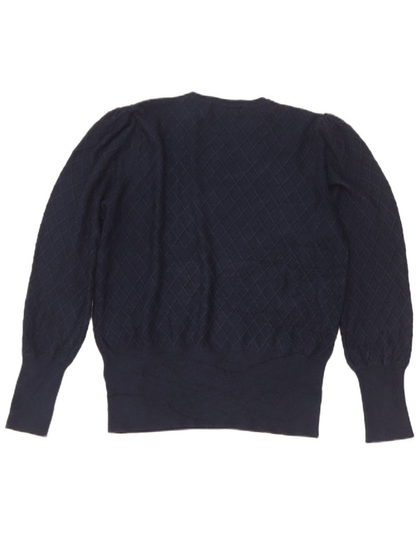 Suéter feminino Marks & Spencer com gola redonda Reino Unido 12 médio azul marinho