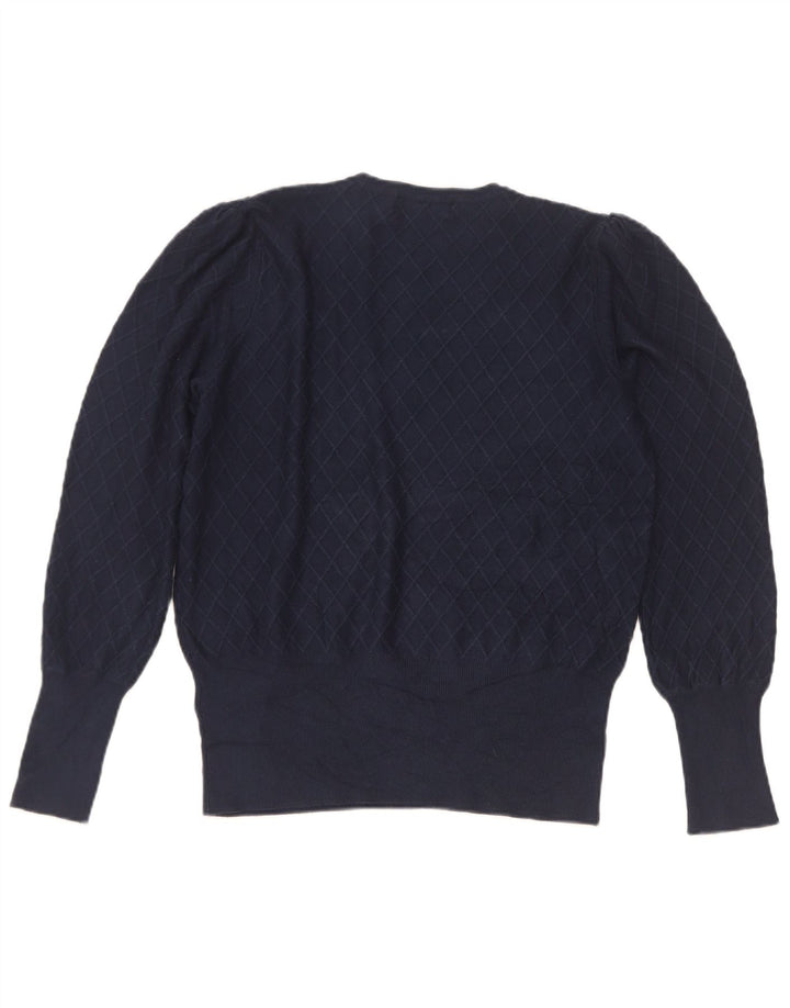 Suéter feminino Marks & Spencer com gola redonda Reino Unido 12 médio azul marinho
