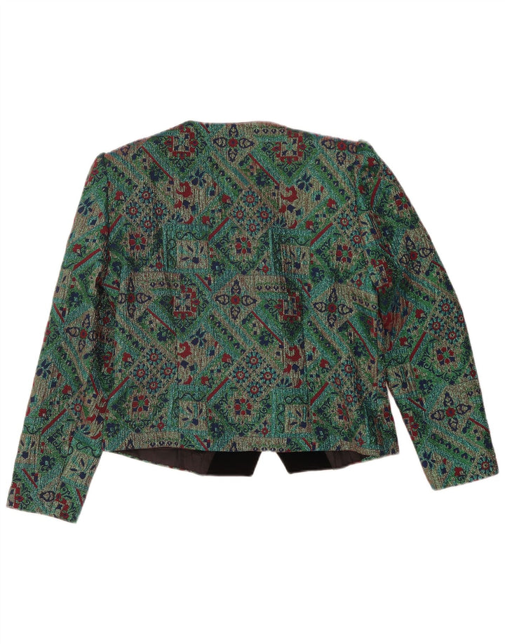 Jaqueta blazer vintage feminina IT 46 grande acetato geométrico verde