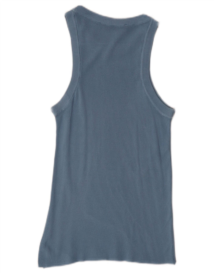 Zara Womens Vest Top UK 8 Pequeno Azul