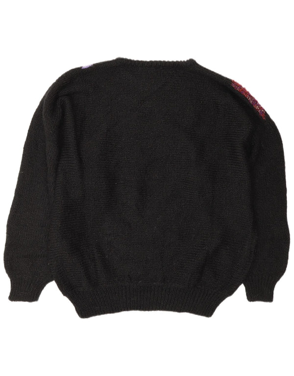 Suéter feminino C&A com gola redonda e gráfico UK 18 XL preto acrílico