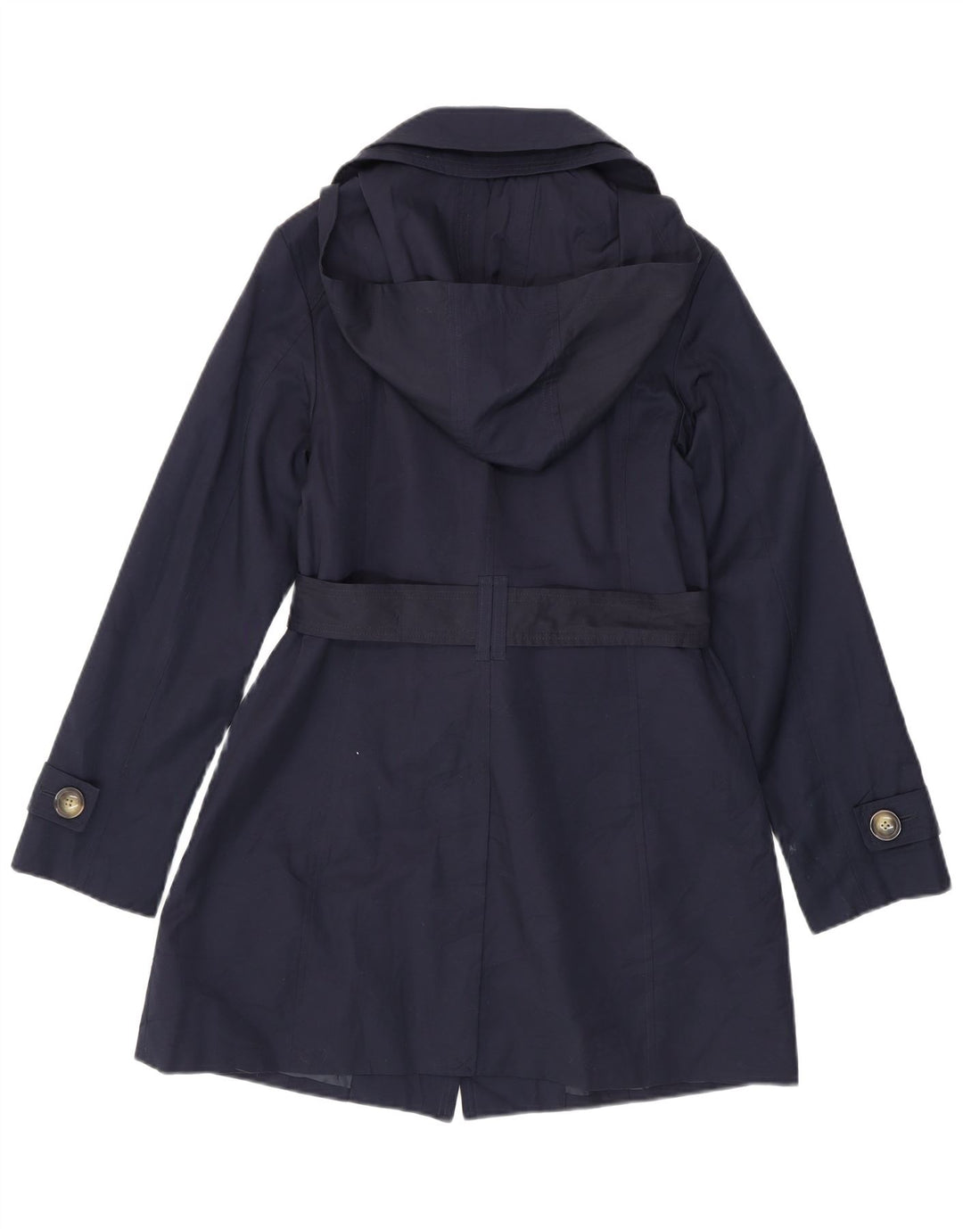 Trench coat feminino com capuz LONDON FOG Reino Unido 10 pequeno algodão azul marinho