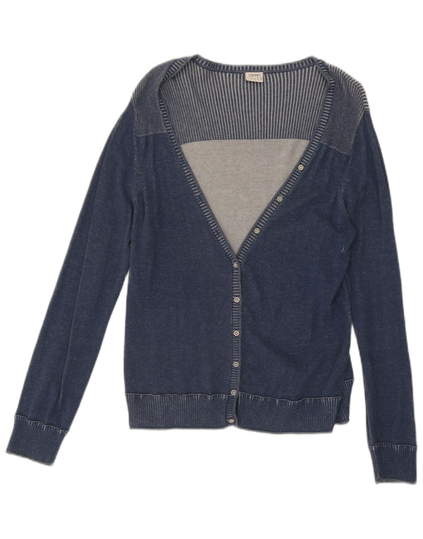 Suéter cardigã feminino Esprit UK 18 XL algodão listrado azul