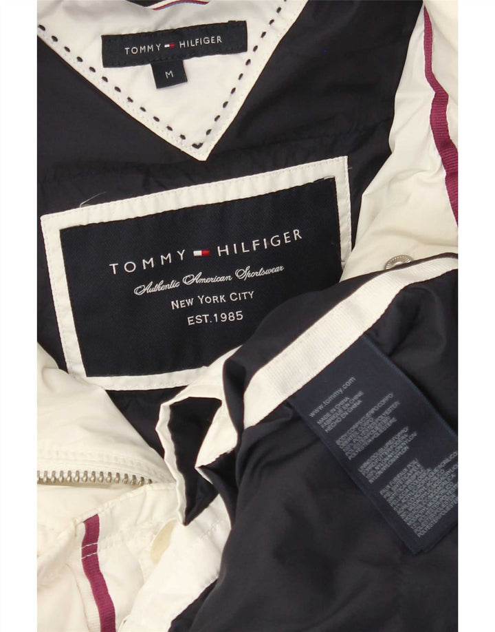 Casaco acolchoado com capuz feminino Tommy Hilfiger UK 12 médio branco poliéster