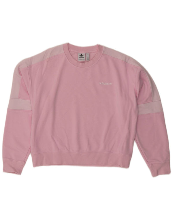 ADIDAS Womens Oversized Sweatshirt Jumper UK 8 Small Pink Colourblock