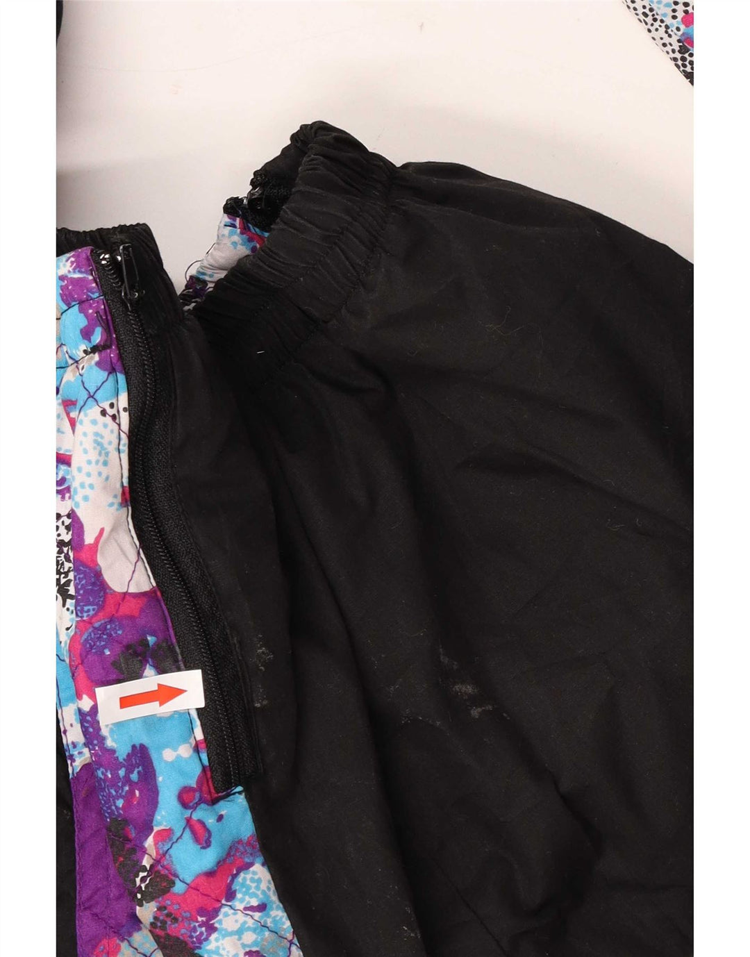 Macacão de esqui masculino vintage com capuz, poliéster colorblock preto médio
