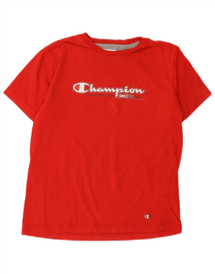 Camiseta estampada Champion Boys 11-12 anos grande algodão vermelho