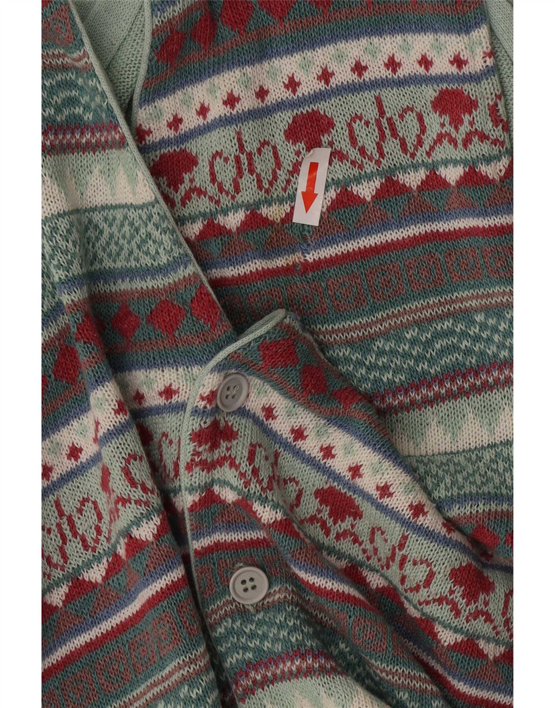 Suéter cardigã masculino vintage sem mangas médio multicolorido Fair Isle
