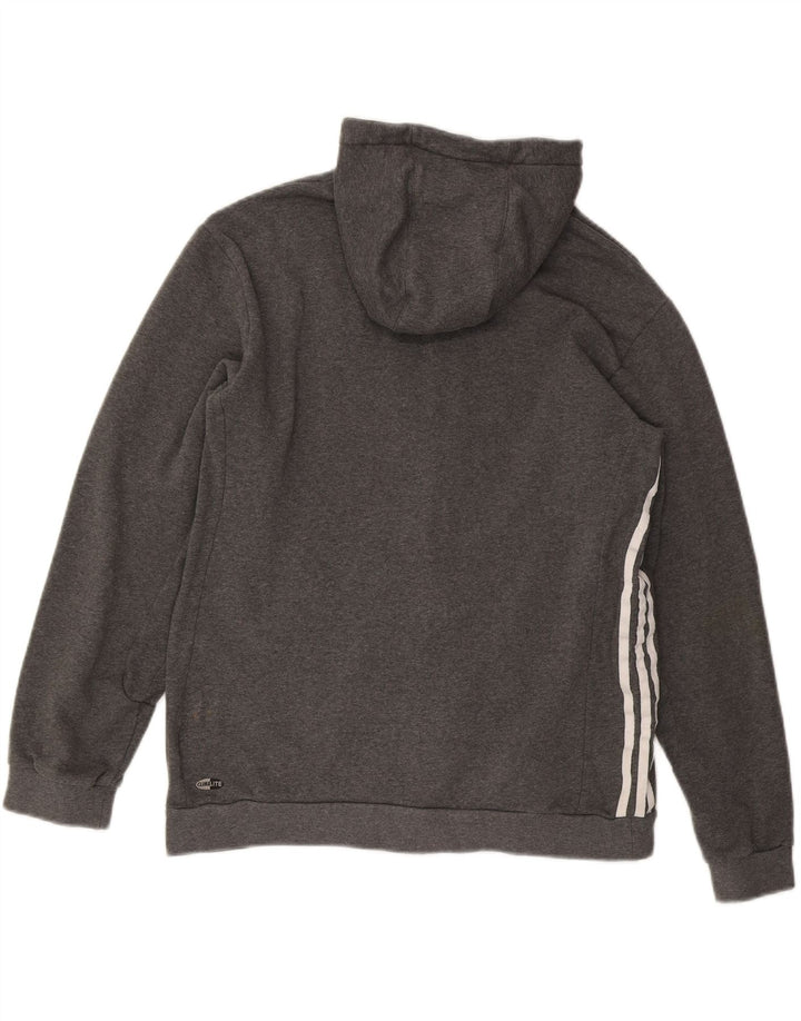 Suéter masculino ADIDAS Climalite Zip com capuz grande algodão cinza