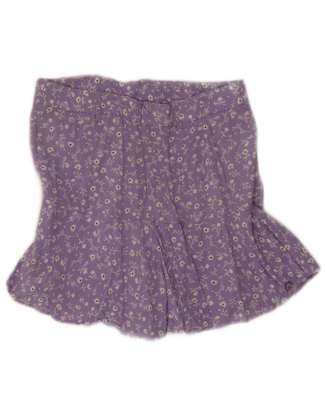 Mini saia feminina Zara médio W28 viscose floral roxa