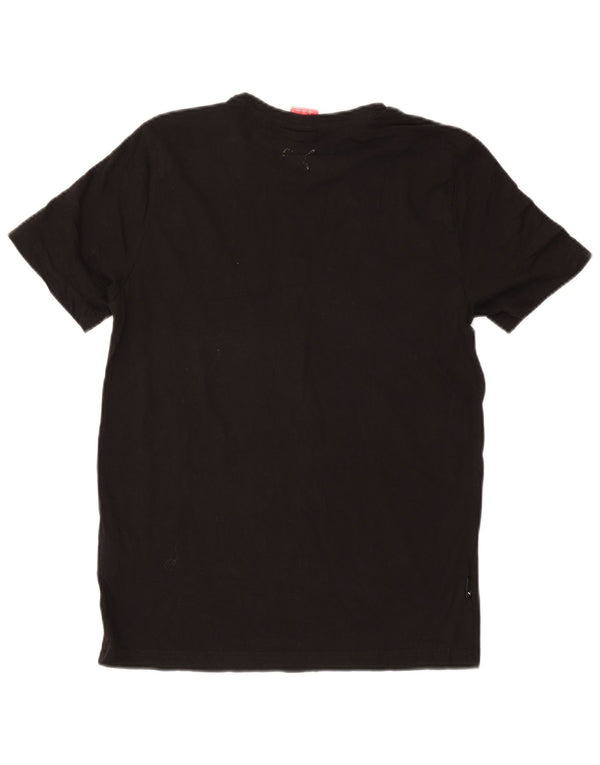 Puma Mens Graphic T-Shirt Top Pequeno Algodão Preto