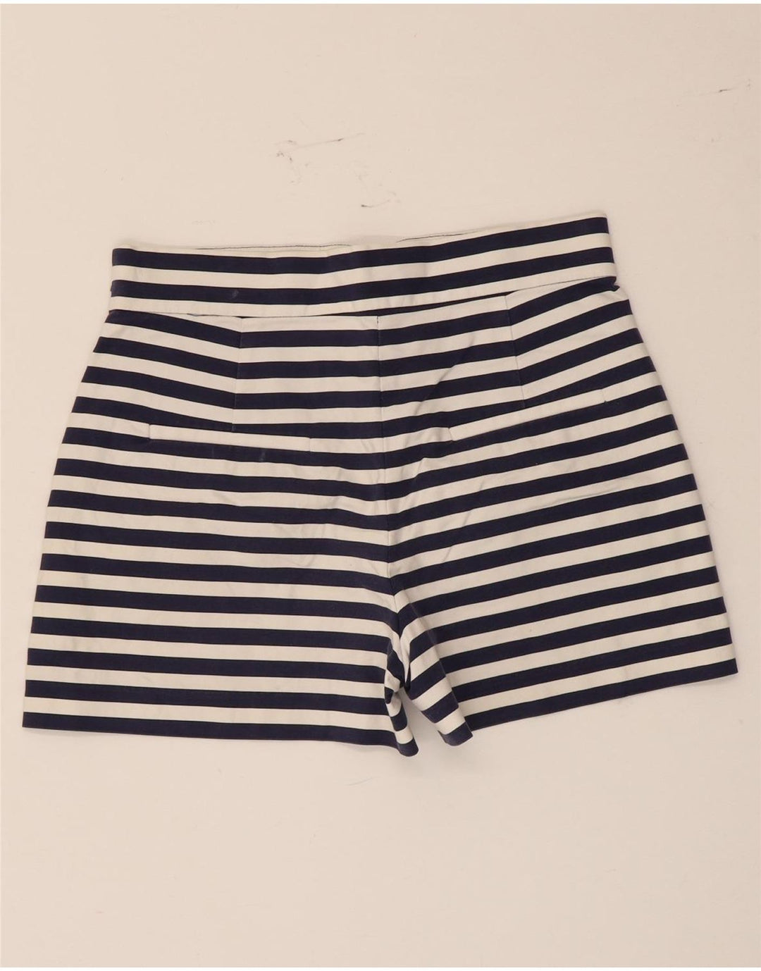 Zara Hot Pants feminino médio W28 algodão listrado azul marinho