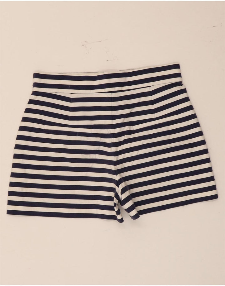 Zara Hot Pants feminino médio W28 algodão listrado azul marinho