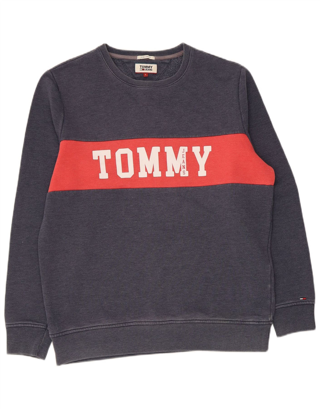 Tommy Hilfiger moletom masculino jumper grande bloco colorido azul marinho