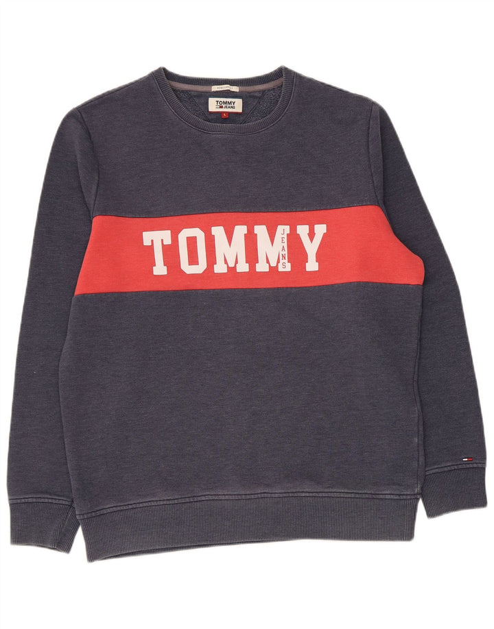Tommy Hilfiger moletom masculino jumper grande bloco colorido azul marinho