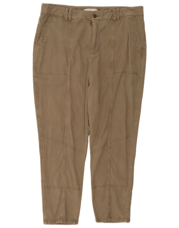Calça cortada feminina de cintura alta Fat Face Reino Unido 16 Grande W36 L26 Cáqui