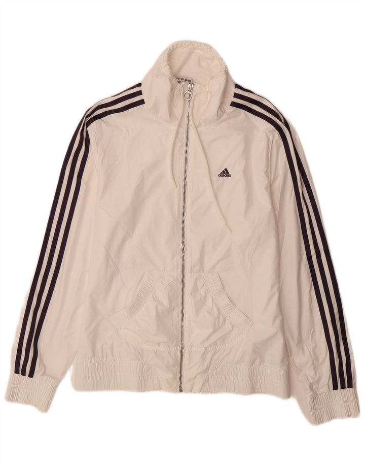 Adidas Womens Tracksuit Top Jacket UK 10 Pequeno Poliéster Branco