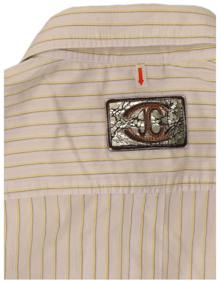 Camisa masculina Just Cavalli 3XL listrada branca