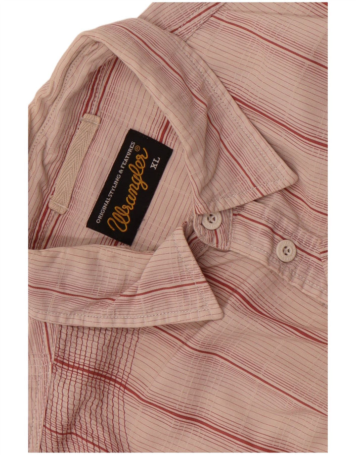 Wrangler Camisa masculina de manga curta XL listrada rosa