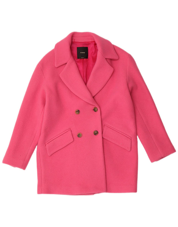 Casaco feminino oversized duplo breasted Pinko Reino Unido 6 XS lã rosa