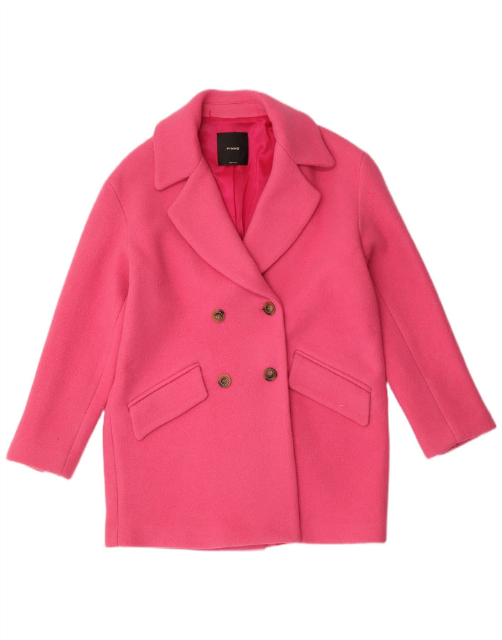 Casaco feminino oversized duplo breasted Pinko Reino Unido 6 XS lã rosa